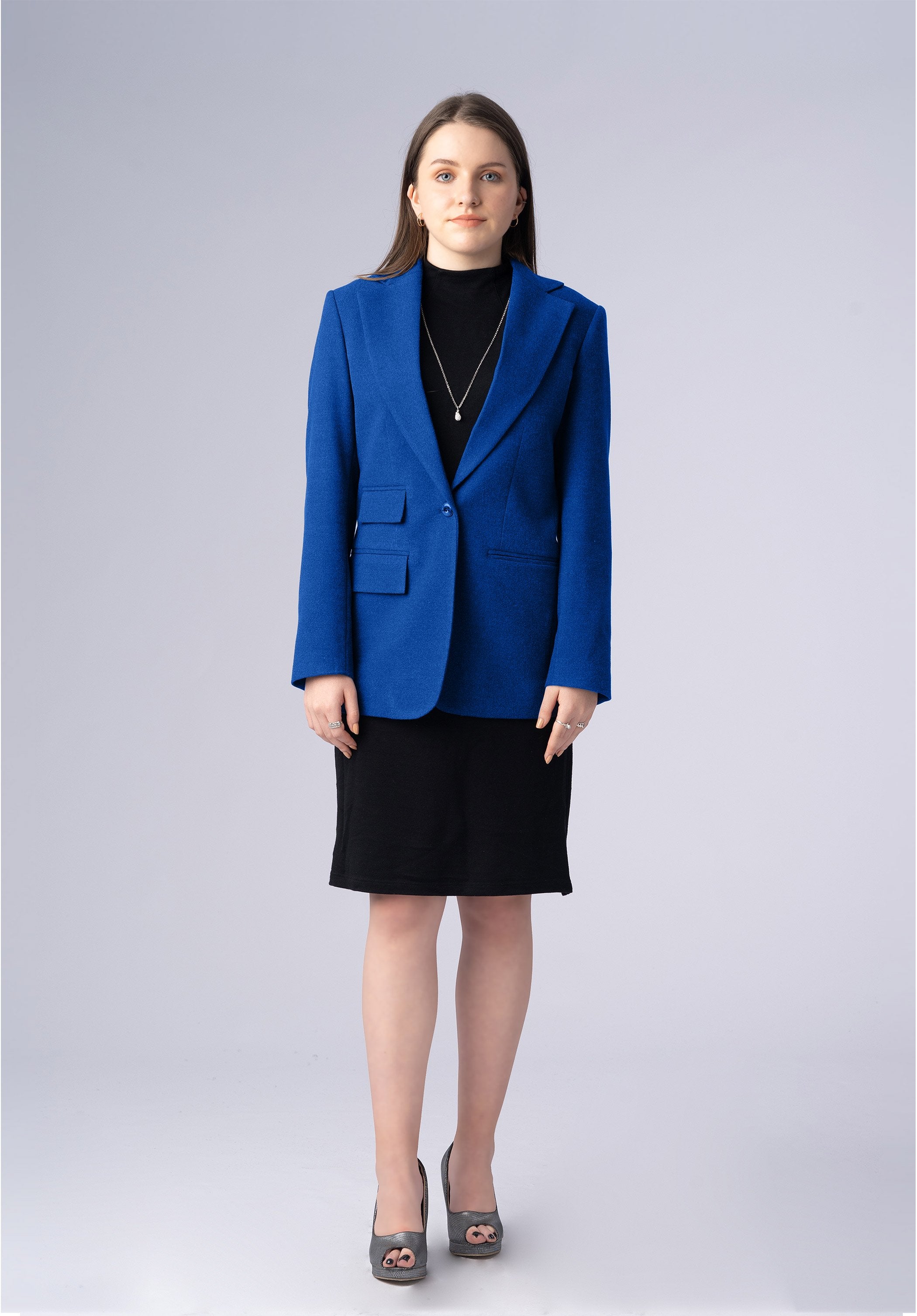 blue wool single breasted-blazer